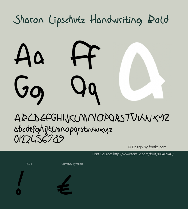 Sharon Lipschutz Handwriting Bold Version 1.000 Font Sample