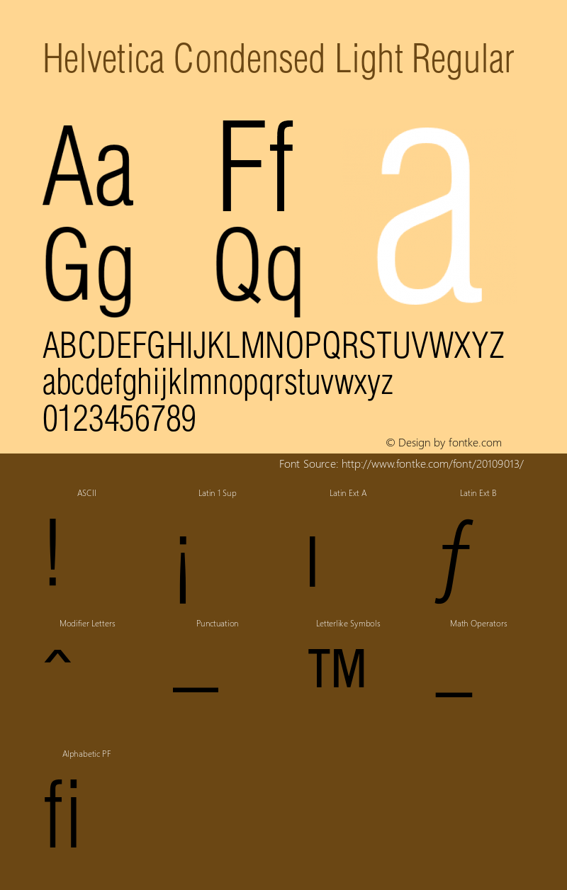 Helvetica-Condensed-Light 001.003 Font Sample