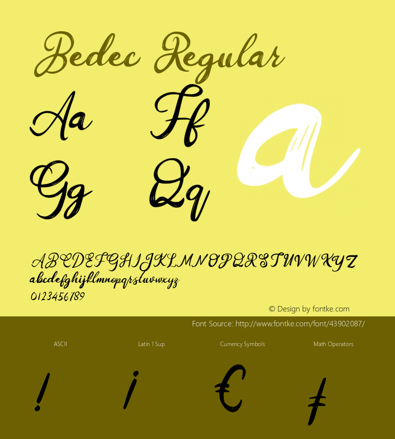 Bedec Version 1.000 Font Sample