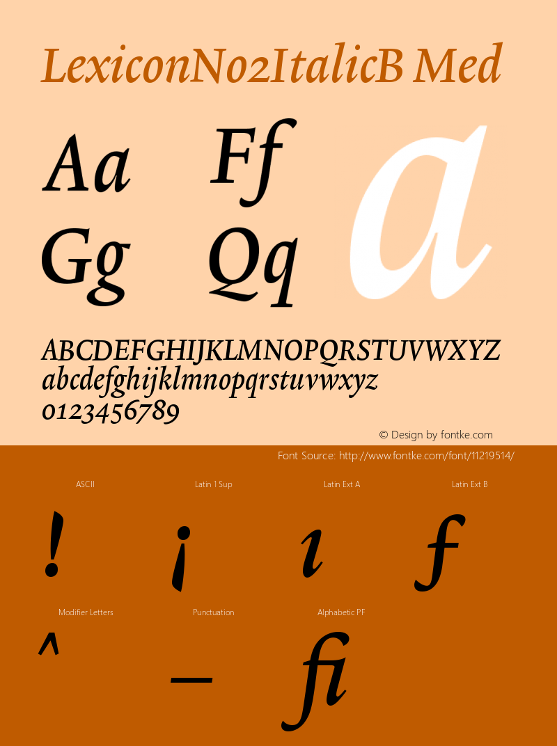 LexiconNo2ItalicB Med Version 001.000 Font Sample