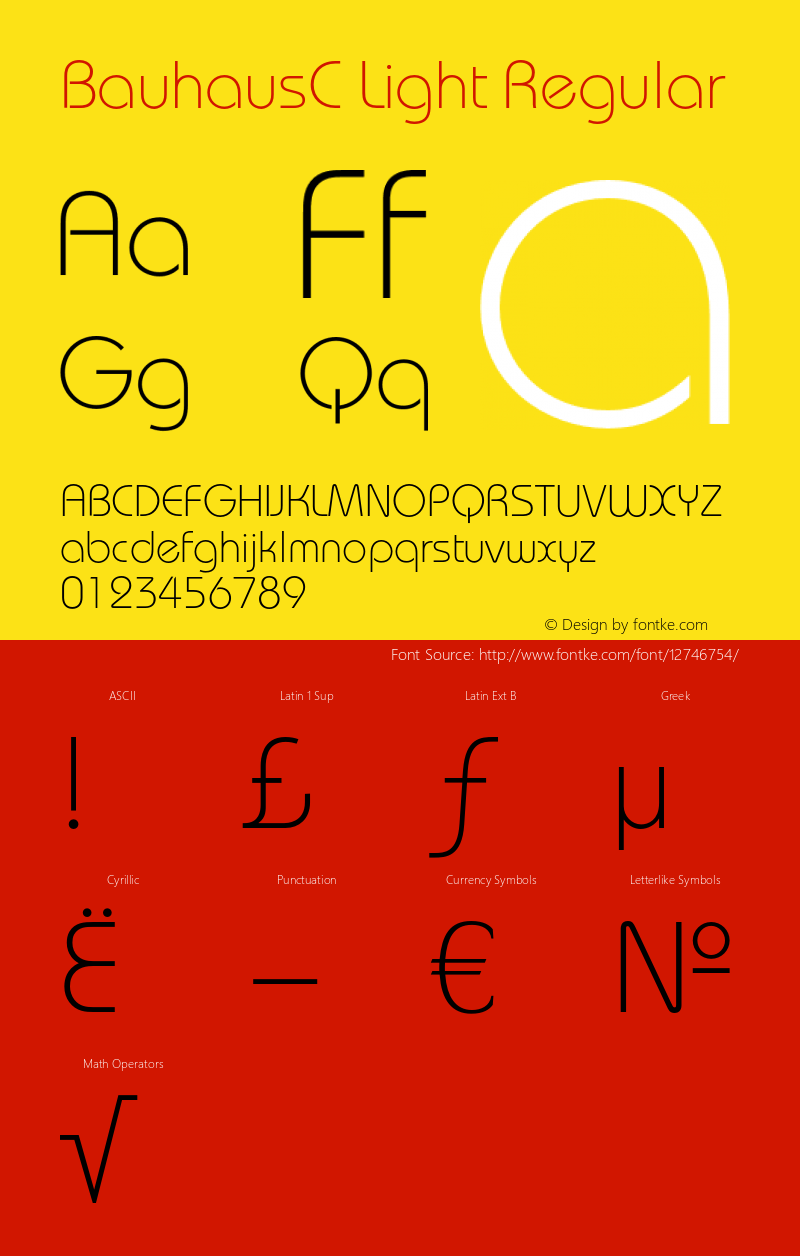 BauhausC Light Regular OTF 1.0;PS 001.000;Core 116;AOCM 1.0 28 Font Sample