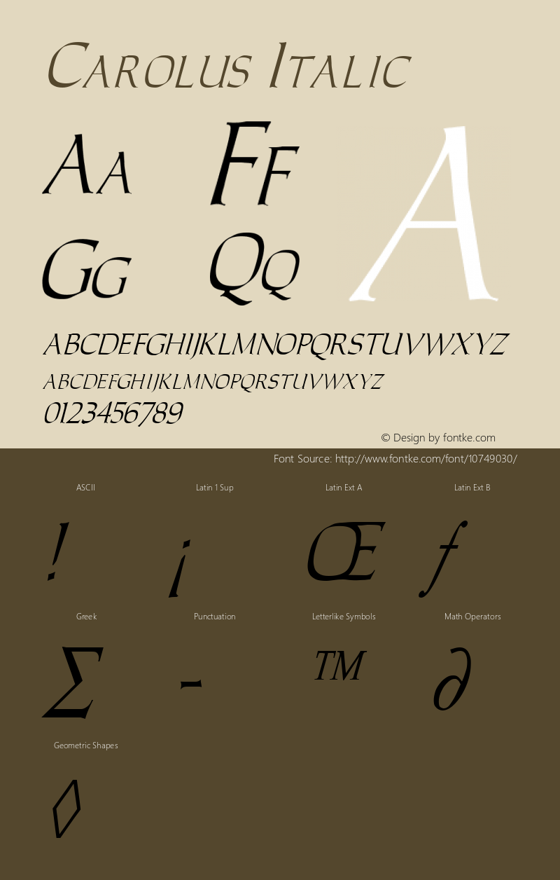 Carolus Italic Altsys Fontographer 3.5  4/18/92 Font Sample