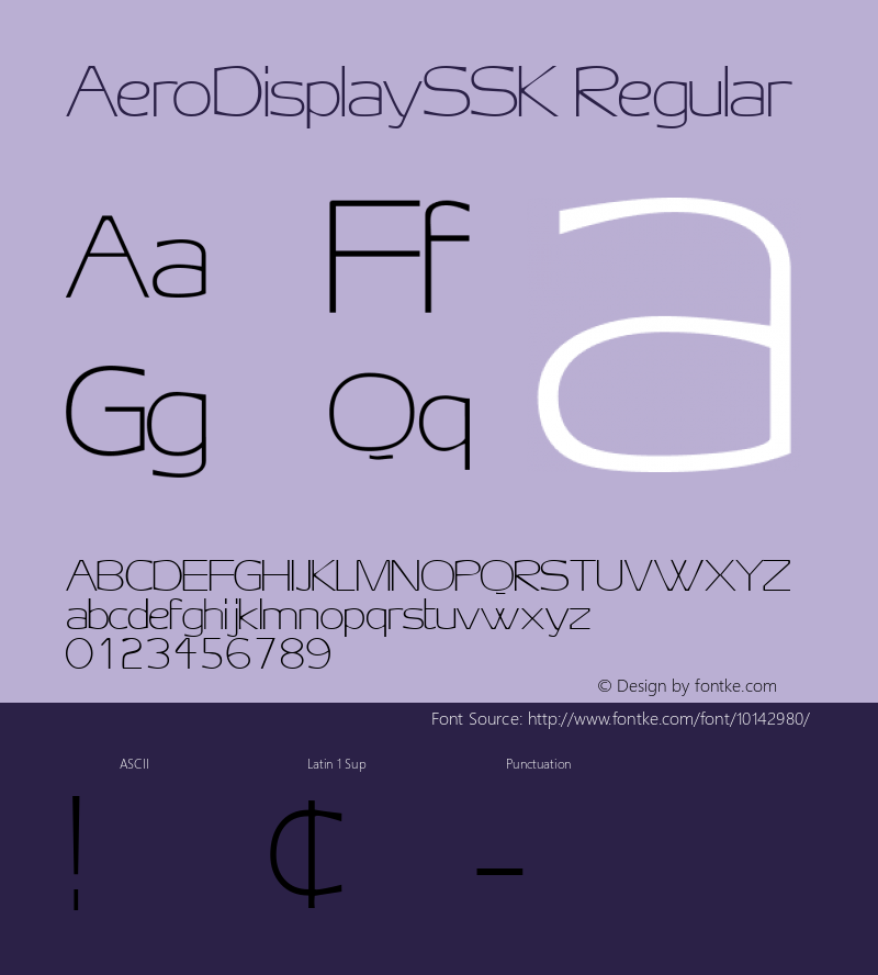 AeroDisplaySSK Regular Macromedia Fontographer 4.1 7/25/95 Font Sample