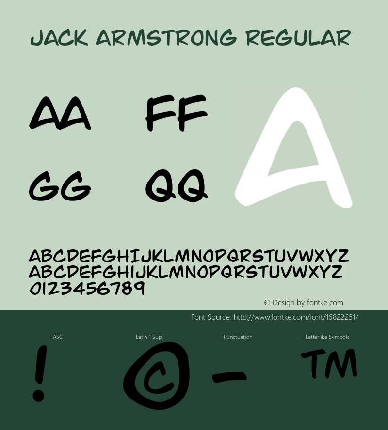 Jack Armstrong Regular Version 4.10 Font Sample