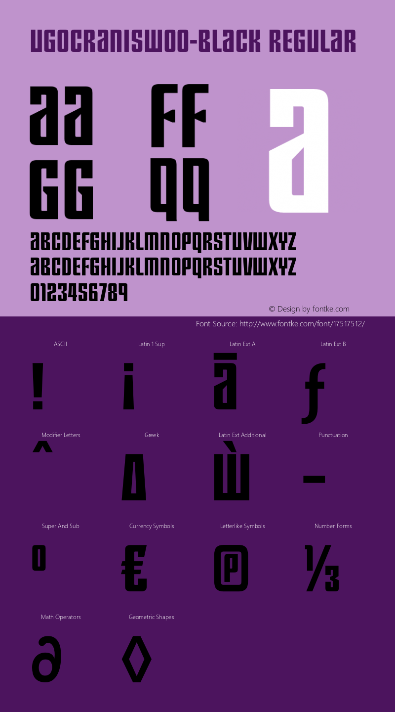 UgocranisW00-Black Regular Version 1.00 Font Sample