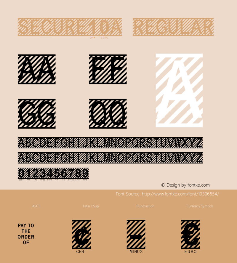 Secure10a Regular Macromedia Fontographer 4.1 3/21/2005 Font Sample