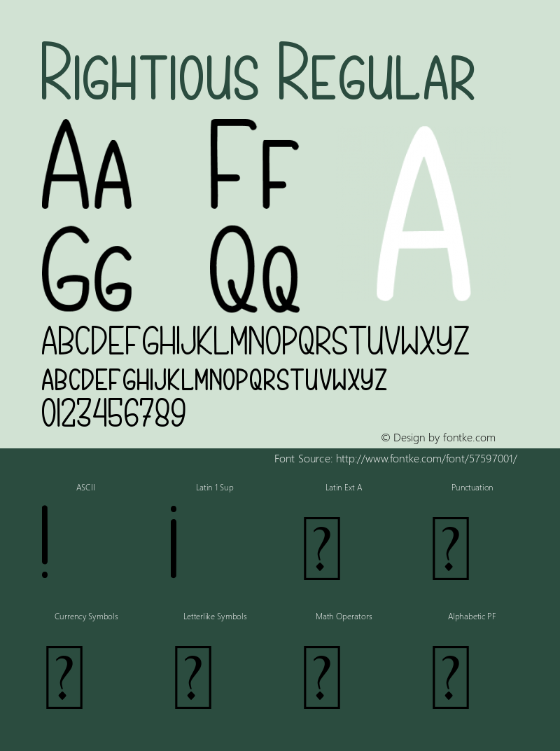 Rightious Version 1.00;February 20, 2020;FontCreator 12.0.0.2545 64-bit Font Sample