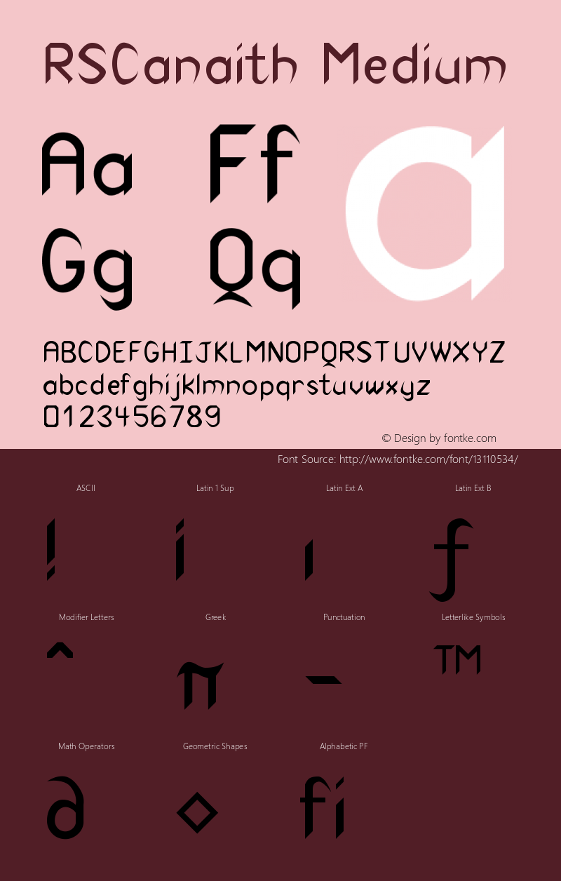 RSCanaith Medium Version 001.001 Font Sample