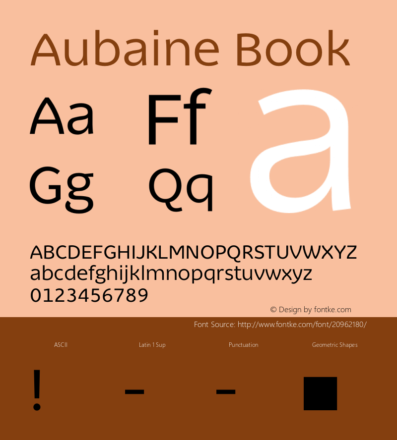Aubaine Book Version 1.000 Font Sample