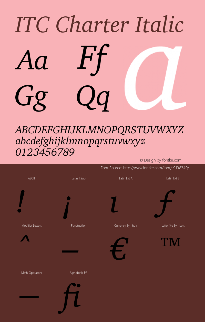 ITC Charter Italic Version 003.001 Font Sample