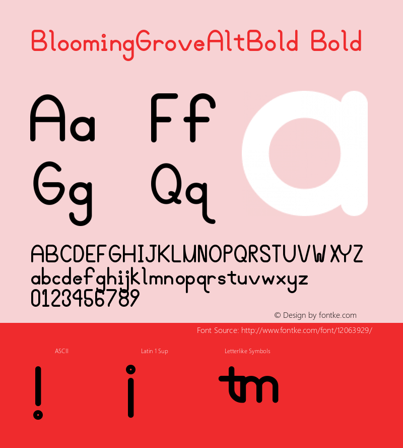 BloomingGroveAltBold Bold Version 006.000 Font Sample