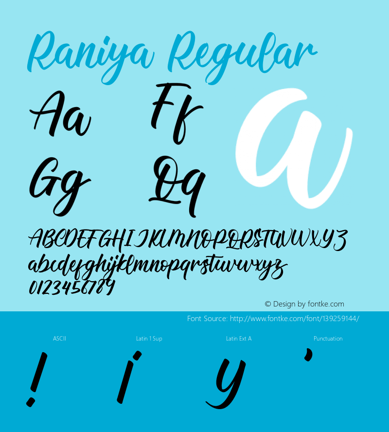 Raniya Version 1.001;Fontself Maker 3.5.4 Font Sample