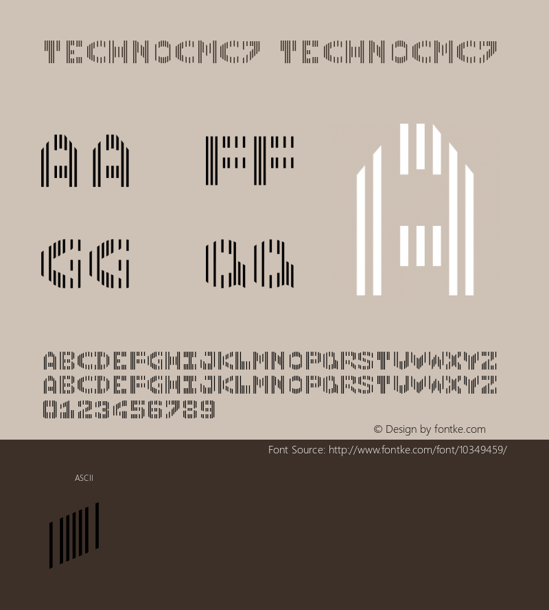 TechnoCMC7 TechnoCMC7 Version 1.00 Font Sample