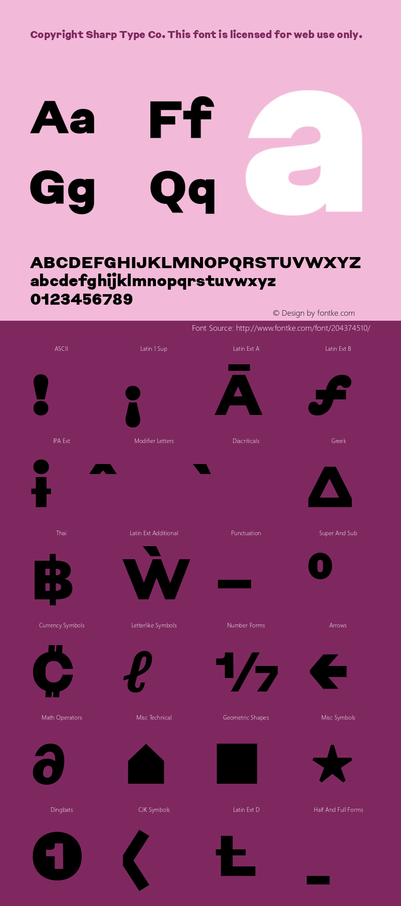 Copyright Sharp Type Co. This font is licensed for web use only. Version 1.000;hotconv 1.0.114;makeotfexe 2.5.65599图片样张