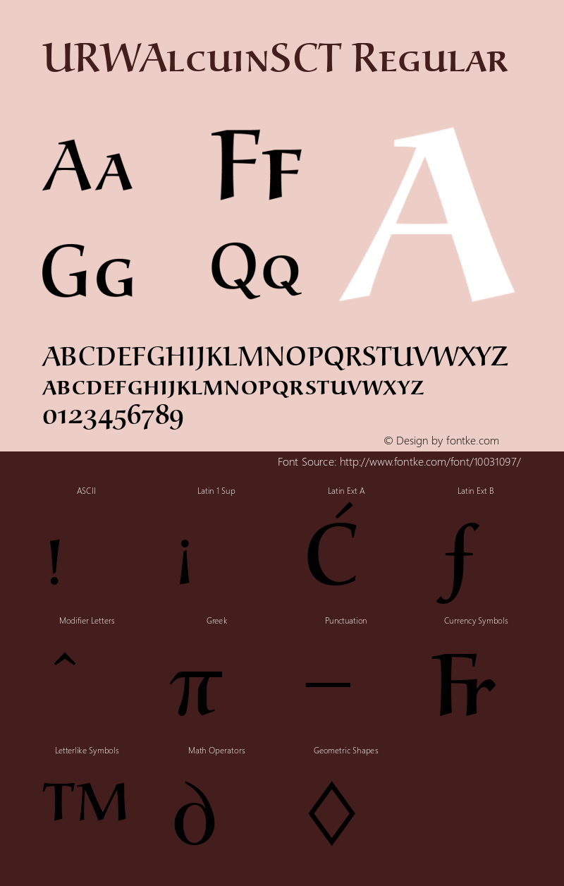 URWAlcuinSCT Regular Version 001.005 Font Sample