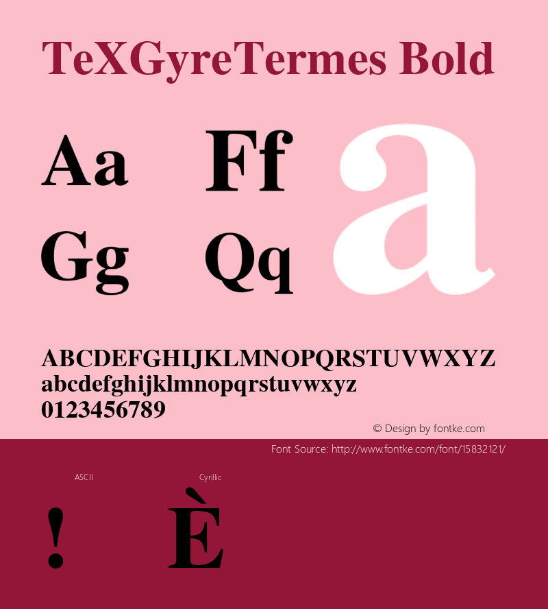 TeXGyreTermes Bold Version 1.103;PS 1.103;hotconv 1.0.49;makeotf.lib2.0.14853; ttfautohint (v1.4.1) Font Sample