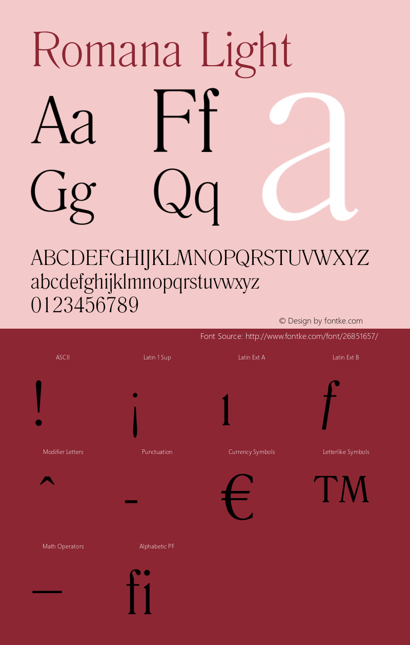 Romana Light Version 1.001 Font Sample