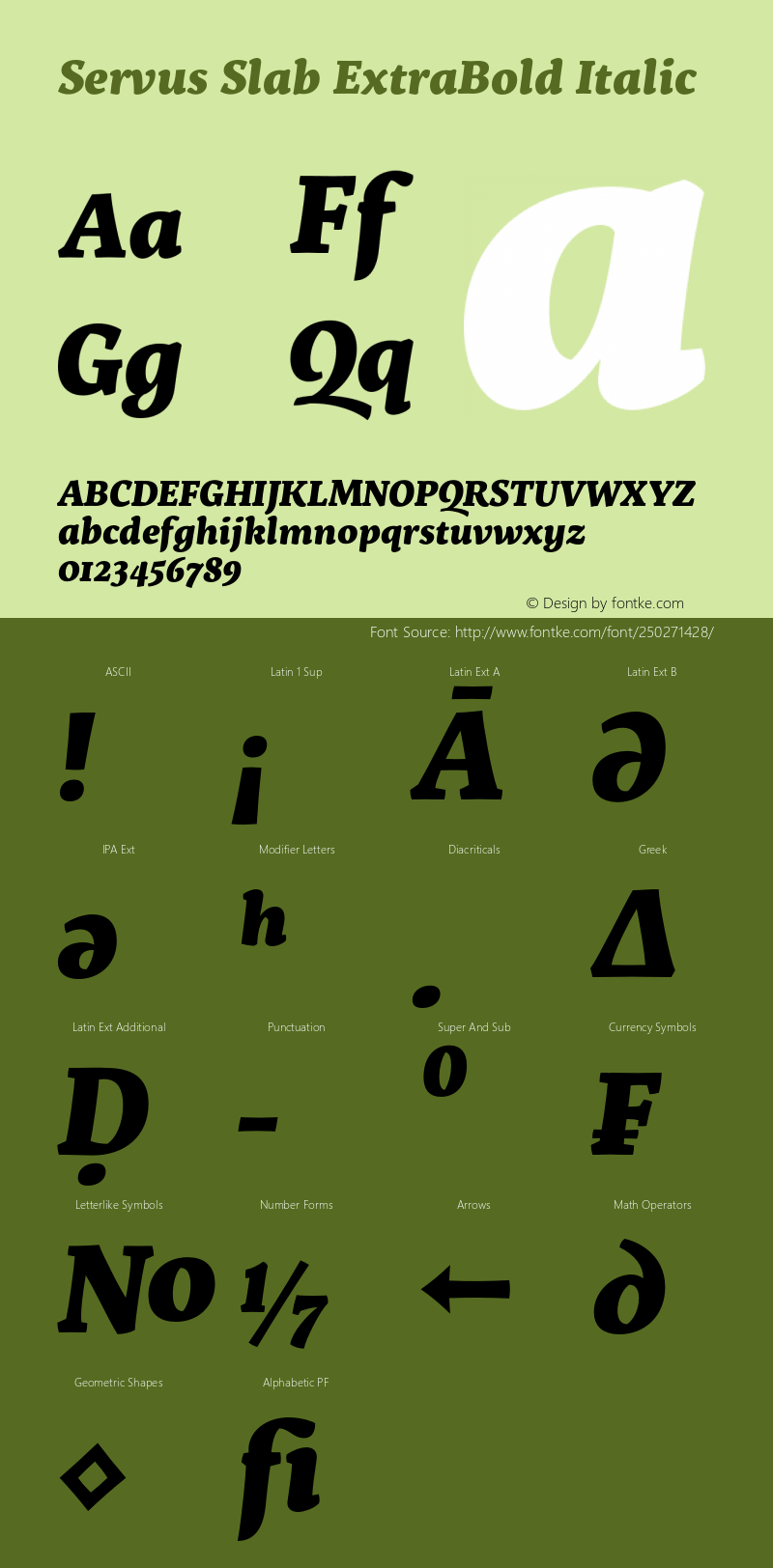 Servus Slab ExtraBold Italic Version 1.000;PS 001.000;hotconv 1.0.70;makeotf.lib2.5.58329图片样张