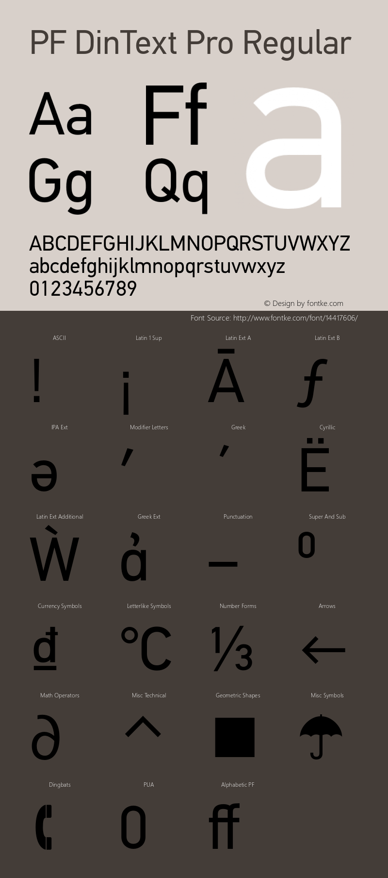 PF DinText Pro Regular Version 3.002 Font Sample