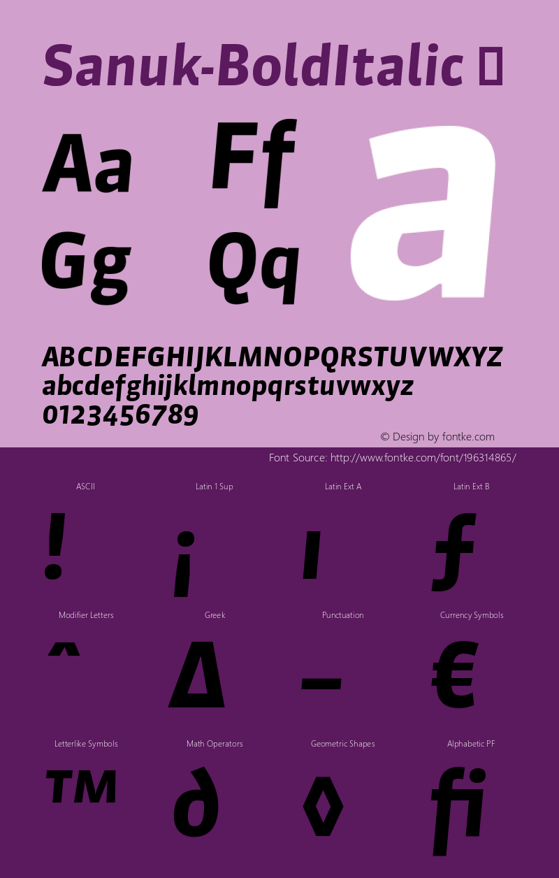 ☞Sanuk-BoldItalic Version 7.046; 2006; ttfautohint (v1.5);com.myfonts.easy.fontfont.sanuk.bold-italic.wfkit2.version.37pc图片样张