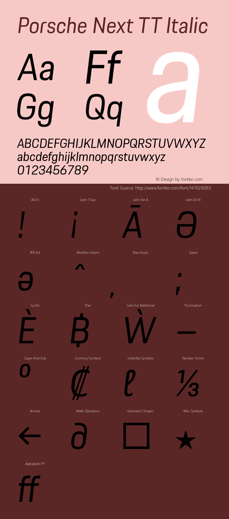 PorscheNextTT-Italic Version 1.009; build 0005 Font Sample