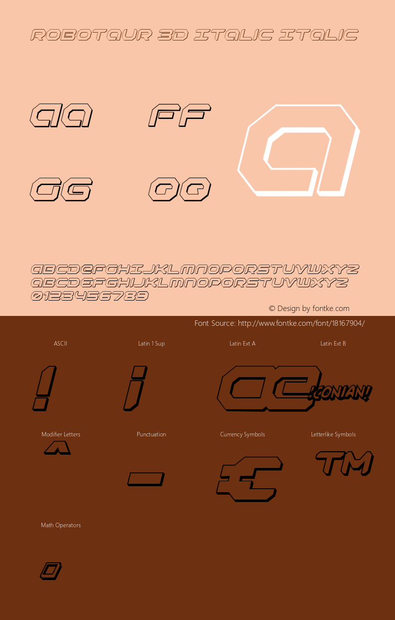 Robotaur 3D Italic Italic 001.000 Font Sample