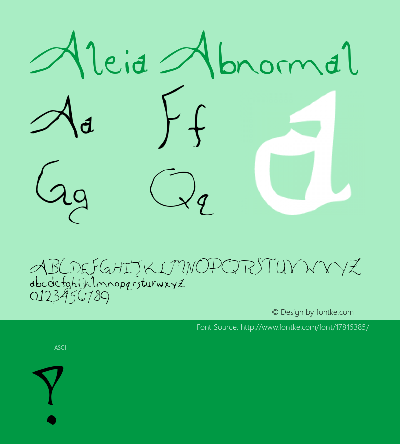 Aleia Abnormal 1.0 Sun May 21 10:35:48 1995 Font Sample