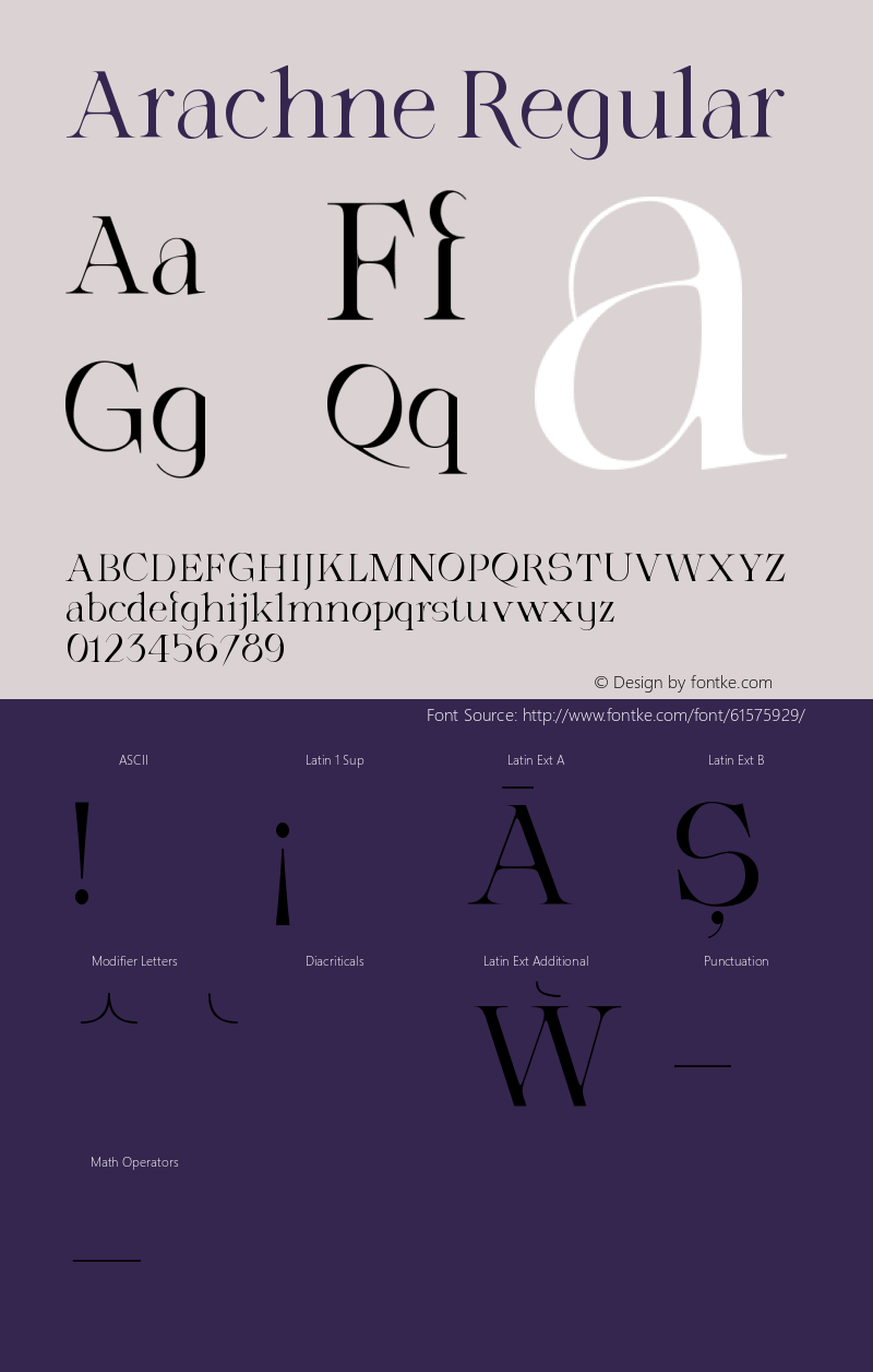 Arachne Version 1.000 Font Sample