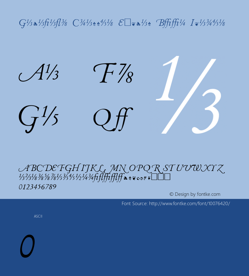 Garamand Classic Extras Book Italic Rev. 002.001 Font Sample