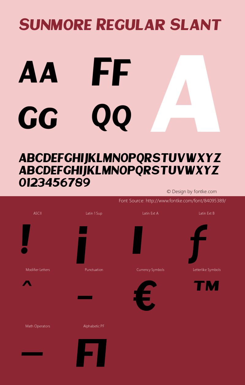 SunmoreSlant-Regular Version 1.000 | w-rip DC20190810 Font Sample