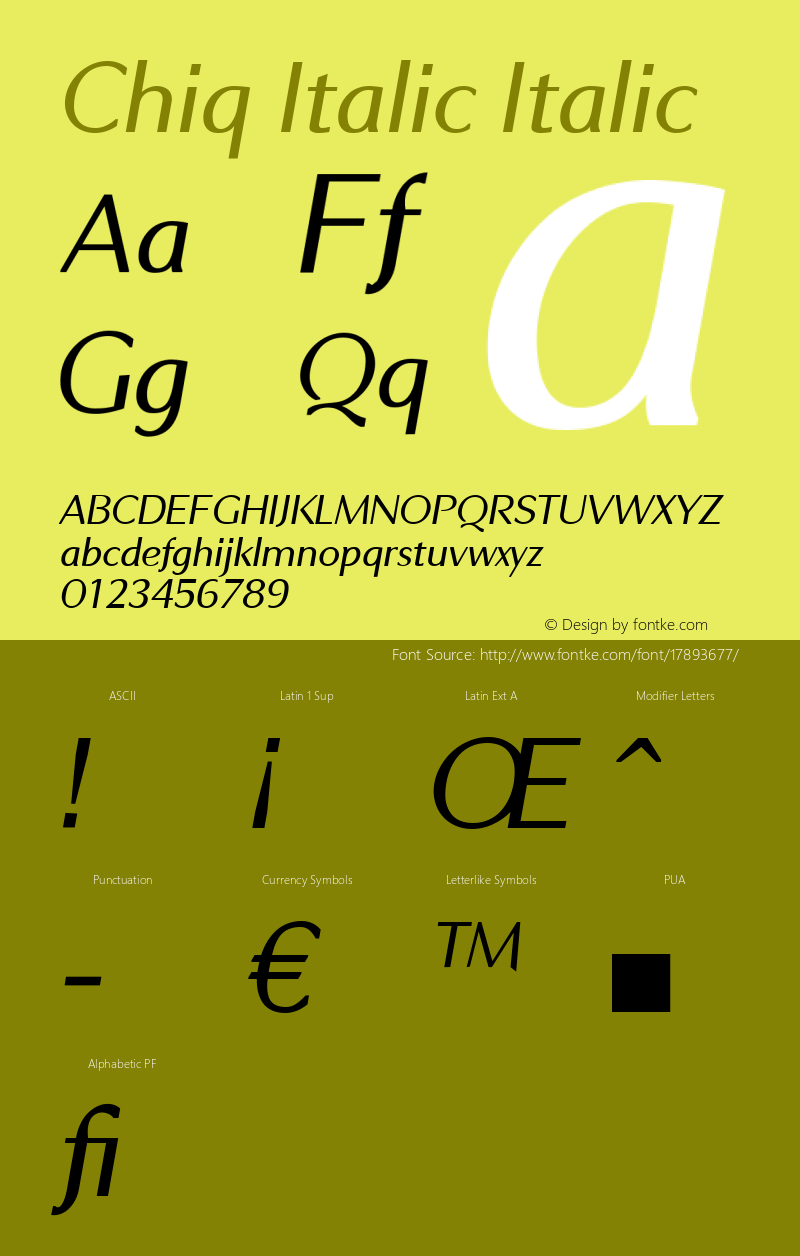 Chiq Italic Italic 1.000 Font Sample