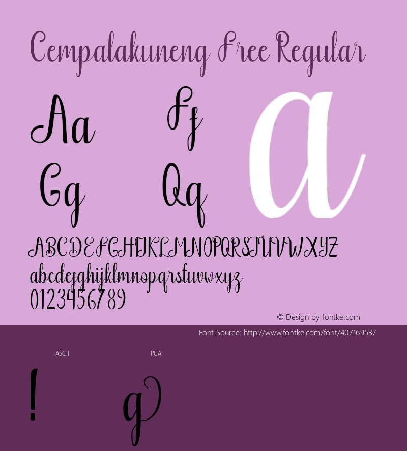 Cempalakuneng Free Version 1.000 Font Sample