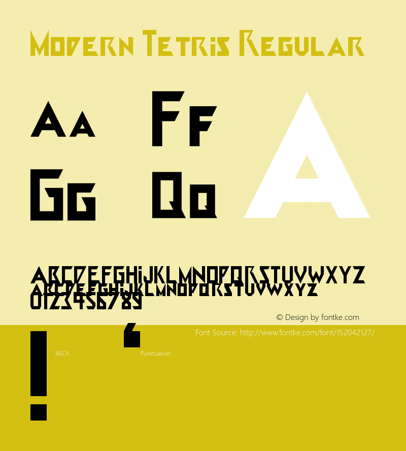 Modern Tetris Regular Version 1.0 Font Sample