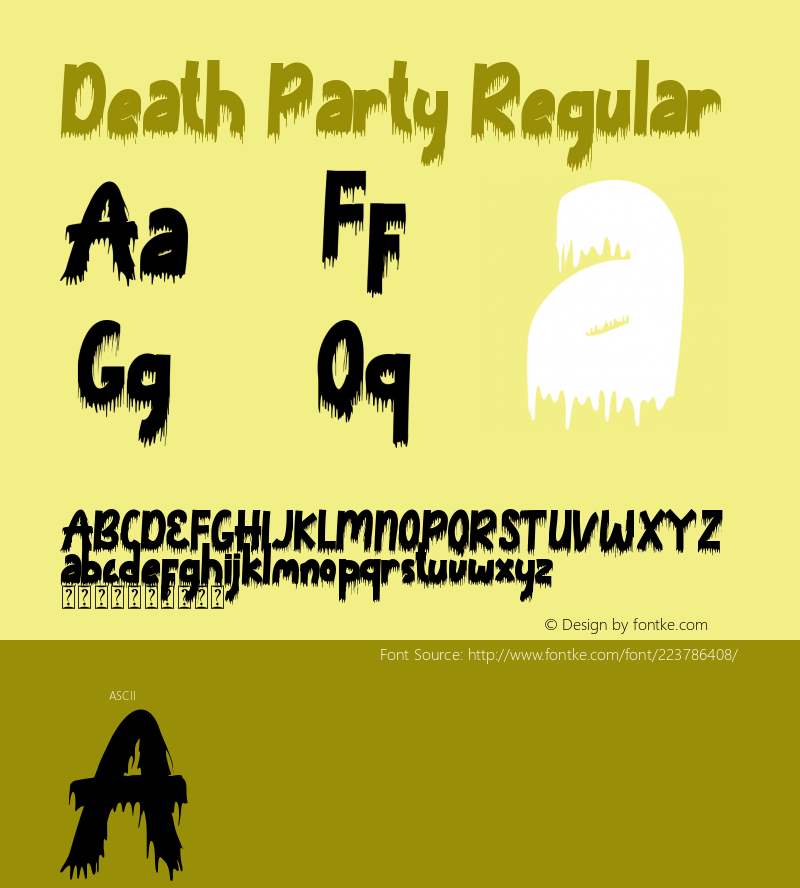 Death Party - Personal Use Version 1.00;March 22, 2022;FontCreator 13.0.0.2683 64-bit图片样张