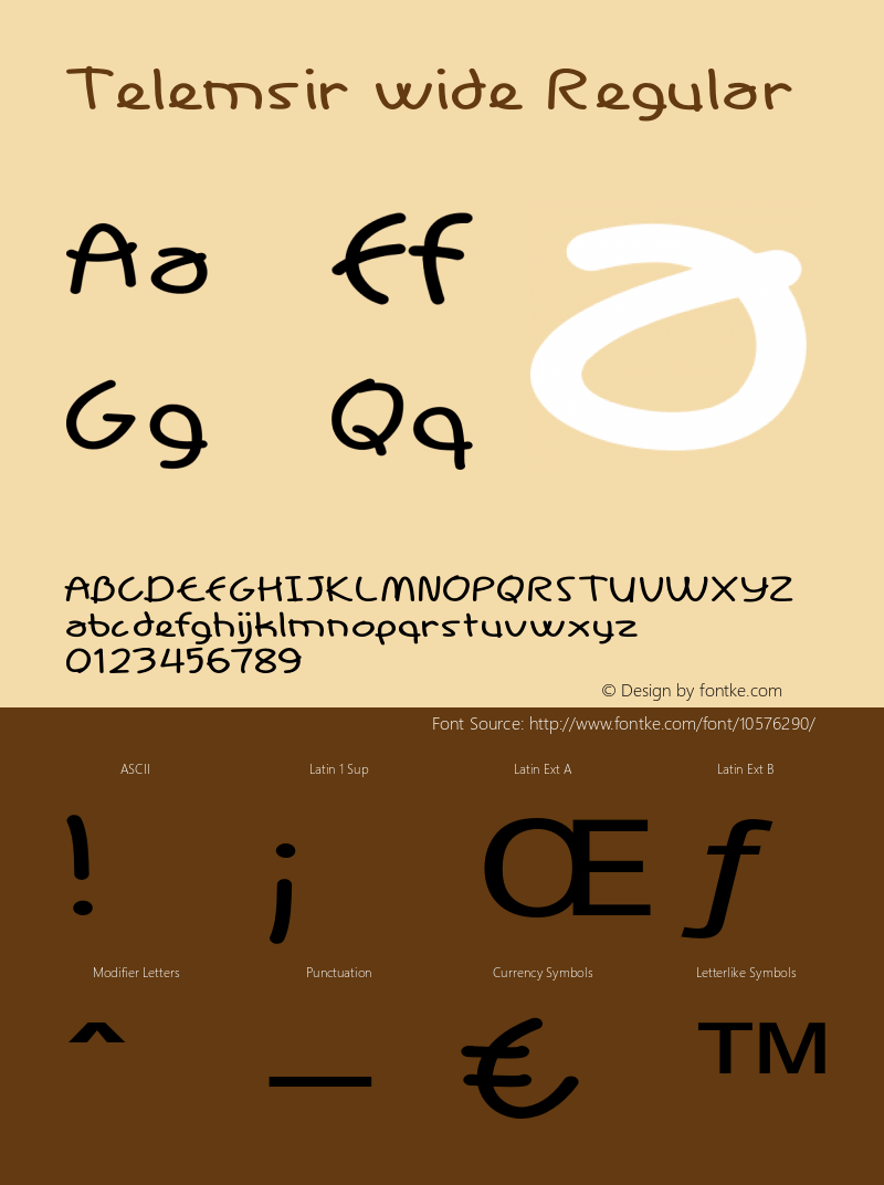 Telemsir wide Regular Version 1.000 Font Sample