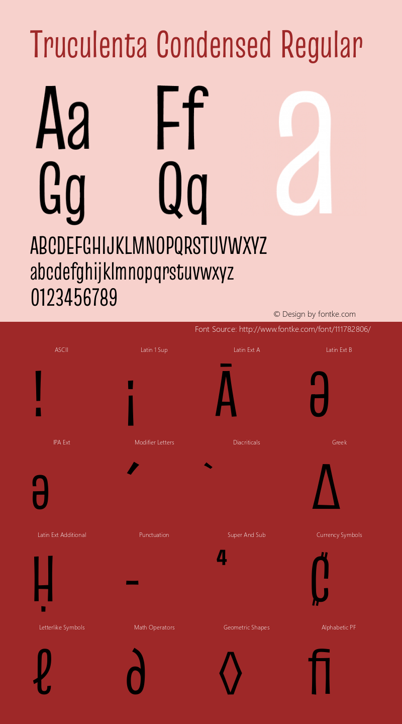 Truculenta Condensed Regular Version 1.002 Font Sample