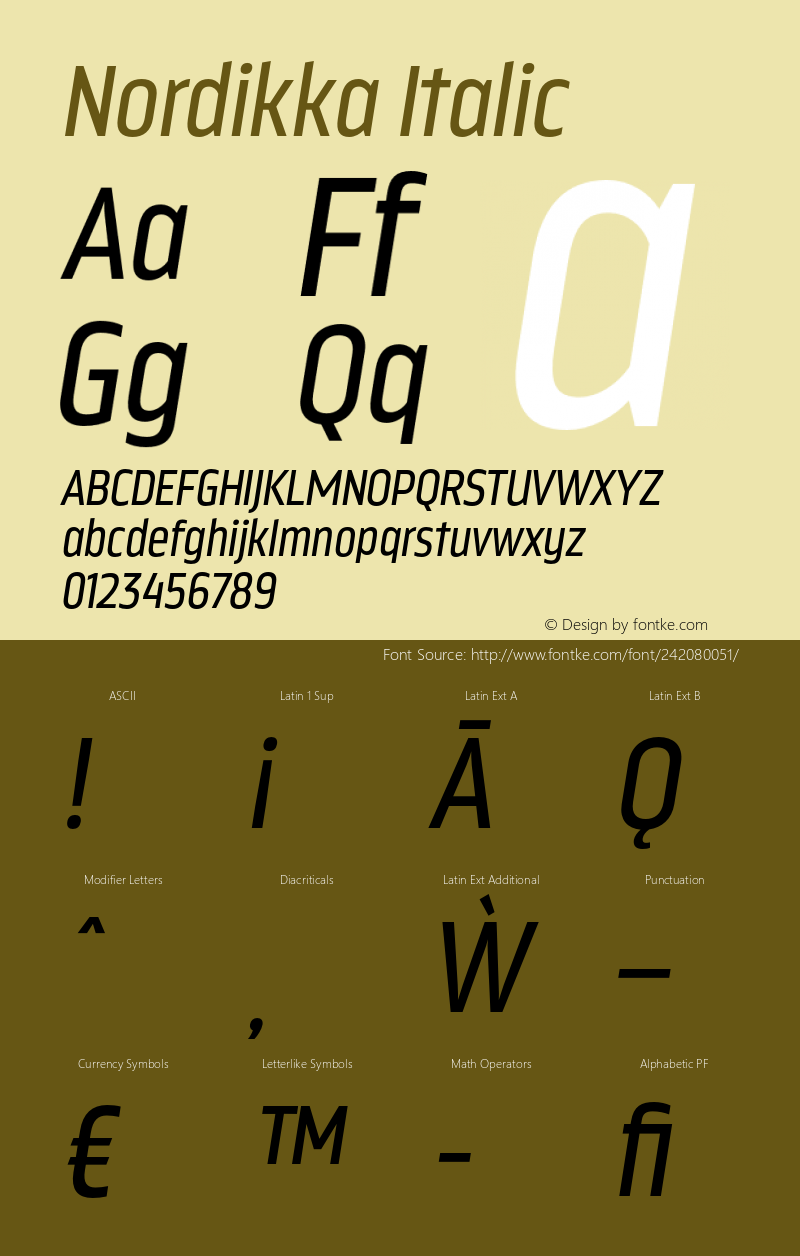 Nordikka-Italic Version 1.000图片样张