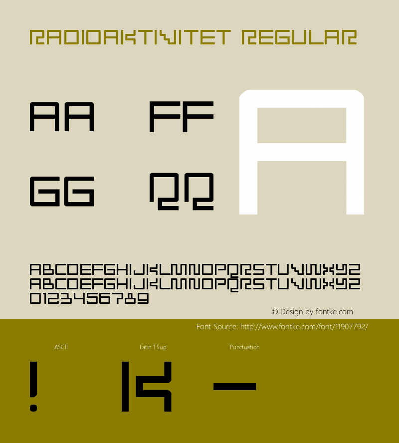 Radioaktivitet Regular 2 Font Sample