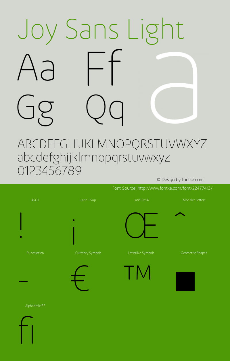 Joy Sans Lt Regular Version 1.02 Font Sample