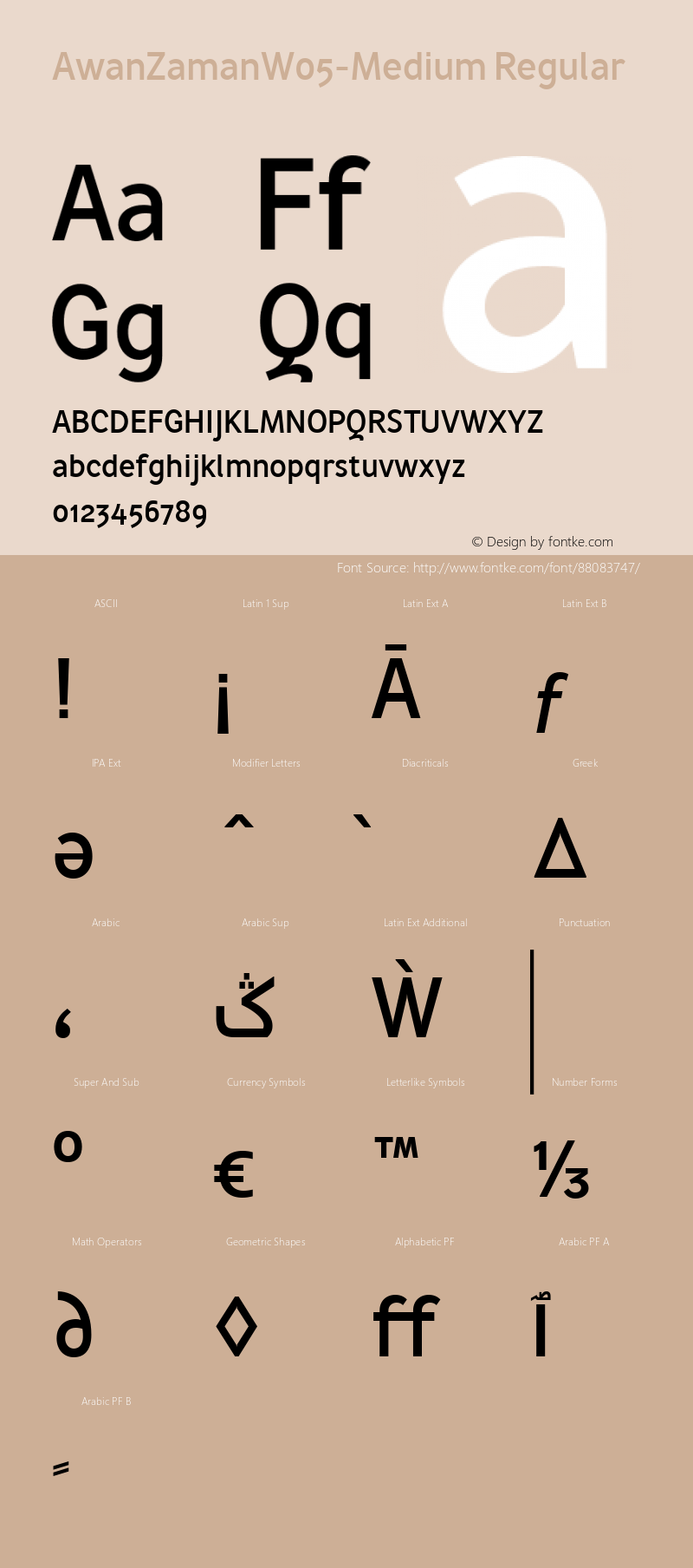 AwanZaman W05 Medium Version 1.17 Font Sample