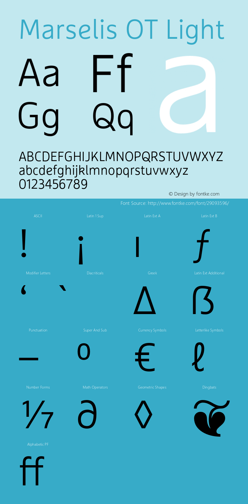 MarselisOT-Light Version 7.504; 2012; Build 1024 Font Sample