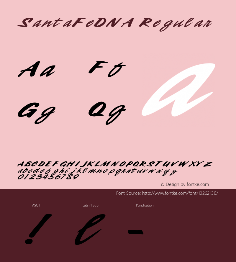 SantaFeDNA Regular Macromedia Fontographer 4.1 2/2/02 Font Sample
