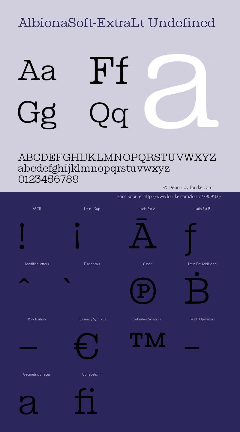 Albiona Soft Extra Lt Version 3.000;PS 003.000 Font Sample