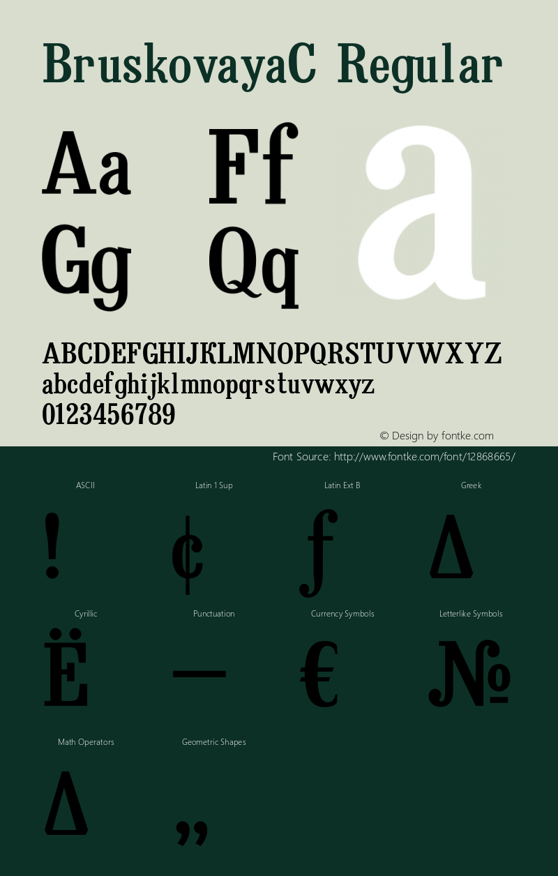 BruskovayaC Regular OTF 1.0;PS 001.001;Core 116;AOCW 1.0 161 Font Sample