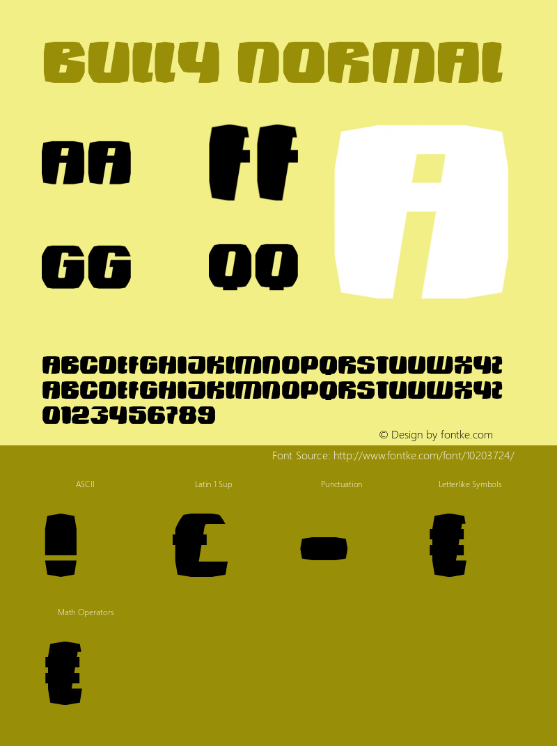 Bully Normal Macromedia Fontographer 4.1.4 18.02.2001 Font Sample