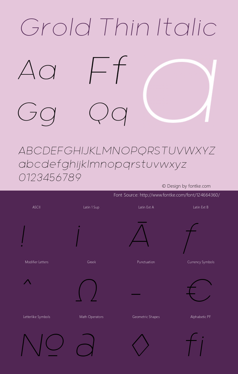 Grold Thin Italic 1.000 Font Sample