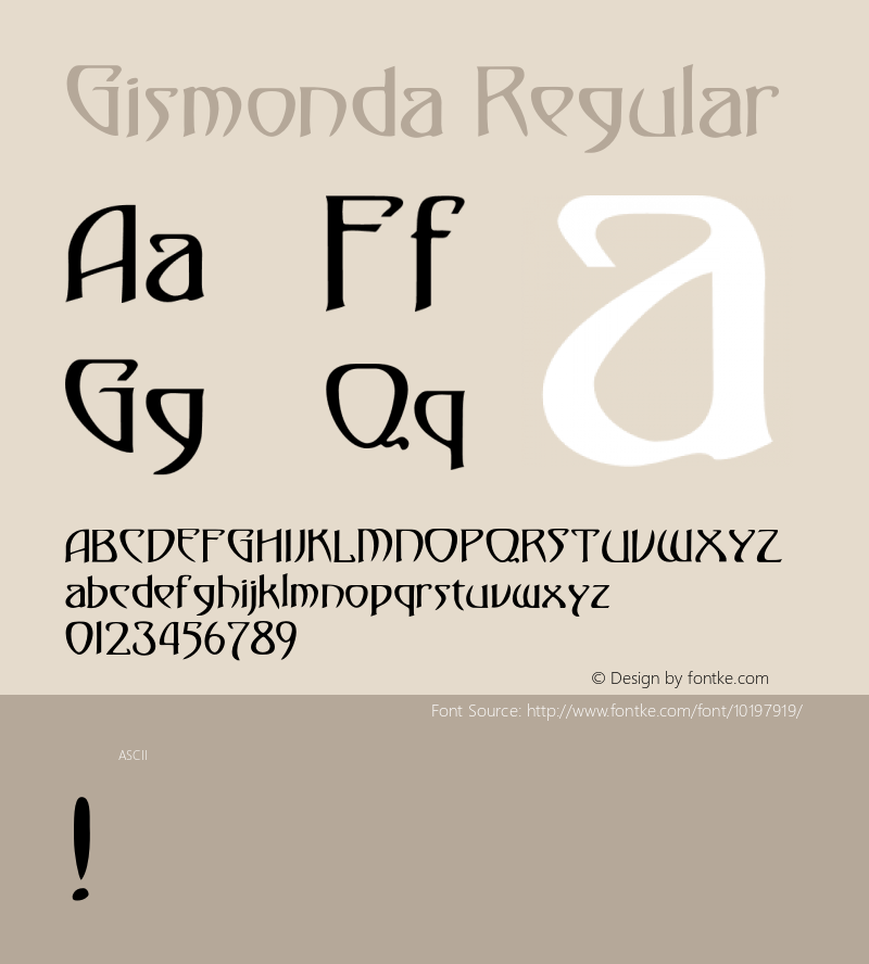 Gismonda Regular 001.001 Font Sample