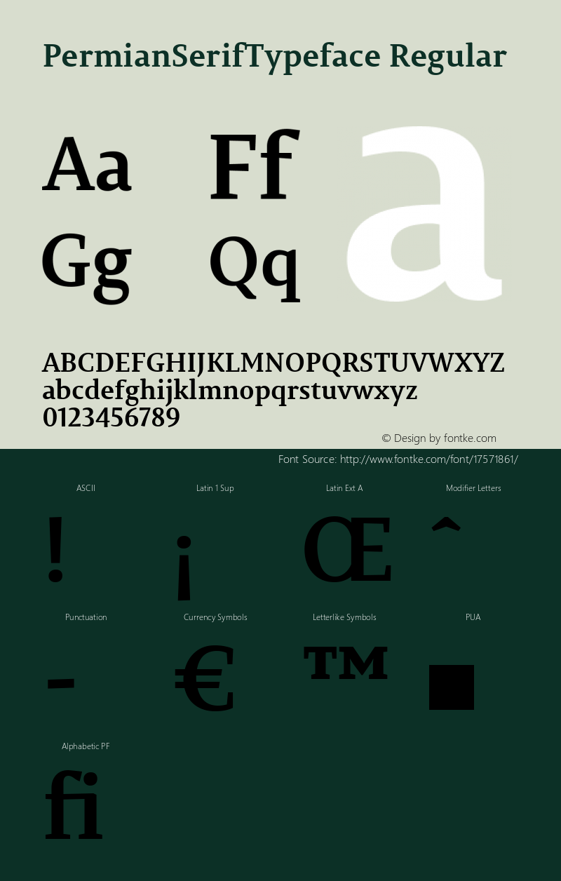 PermianSerifTypeface Regular Version 1.000 Font Sample