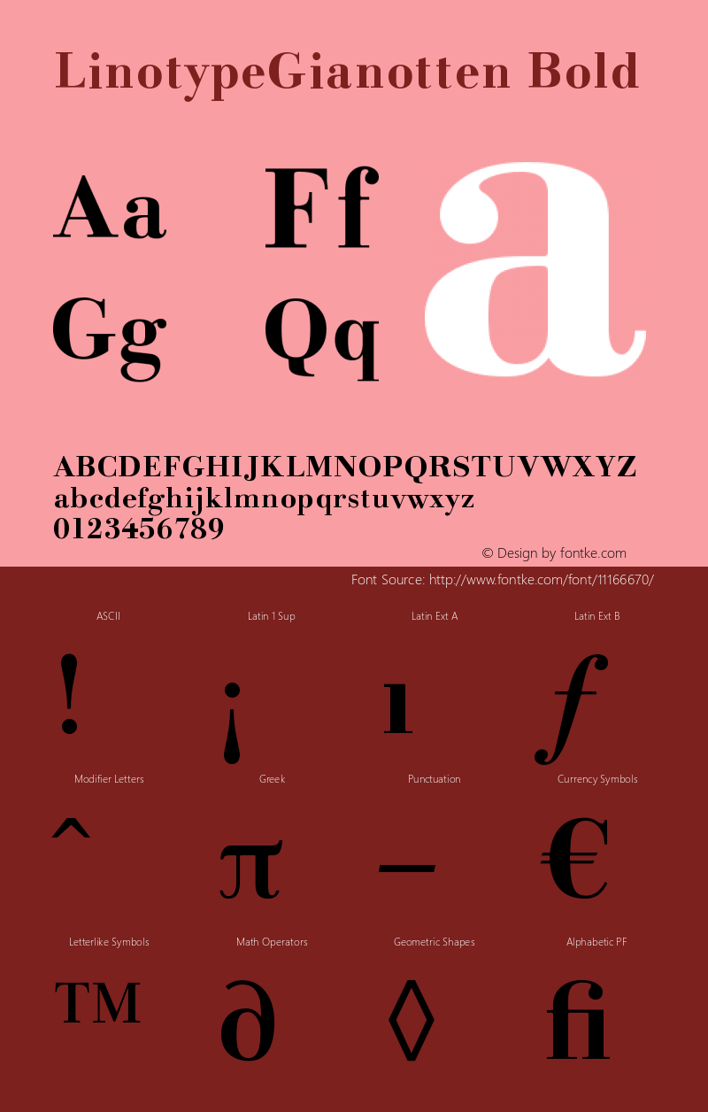 LinotypeGianotten Bold Version 005.000 Font Sample