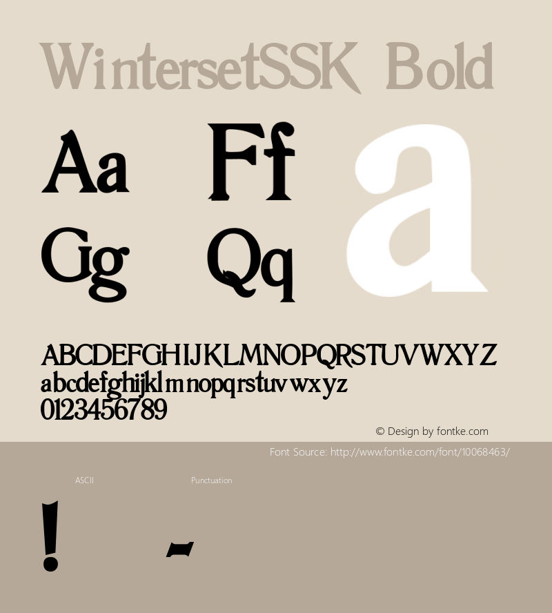 WintersetSSK Bold Macromedia Fontographer 4.1 8/14/95 Font Sample